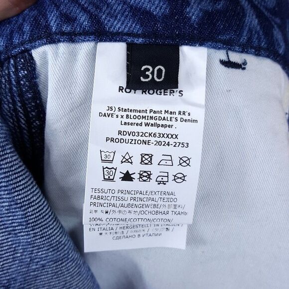 ROY ROGERS DAVES NEW YORK Jeans Mens Sz 30 Blue Floral Carpenter STATEMENT $185 - Picture 7 of 11